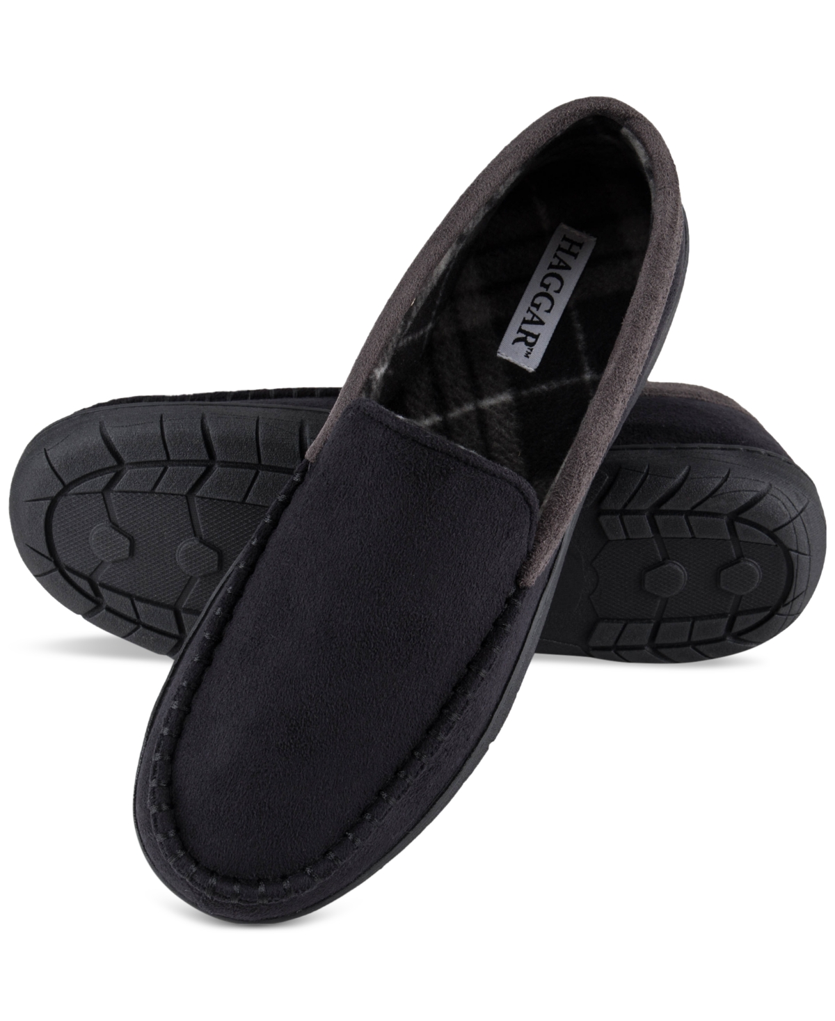 Men's Microsuede Fleece-Lined Venetian Slippers - Black