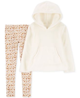 Carter's Big Girls Fuzzy Velboa Hoodie And Floral-Print Leggings, 2 ...