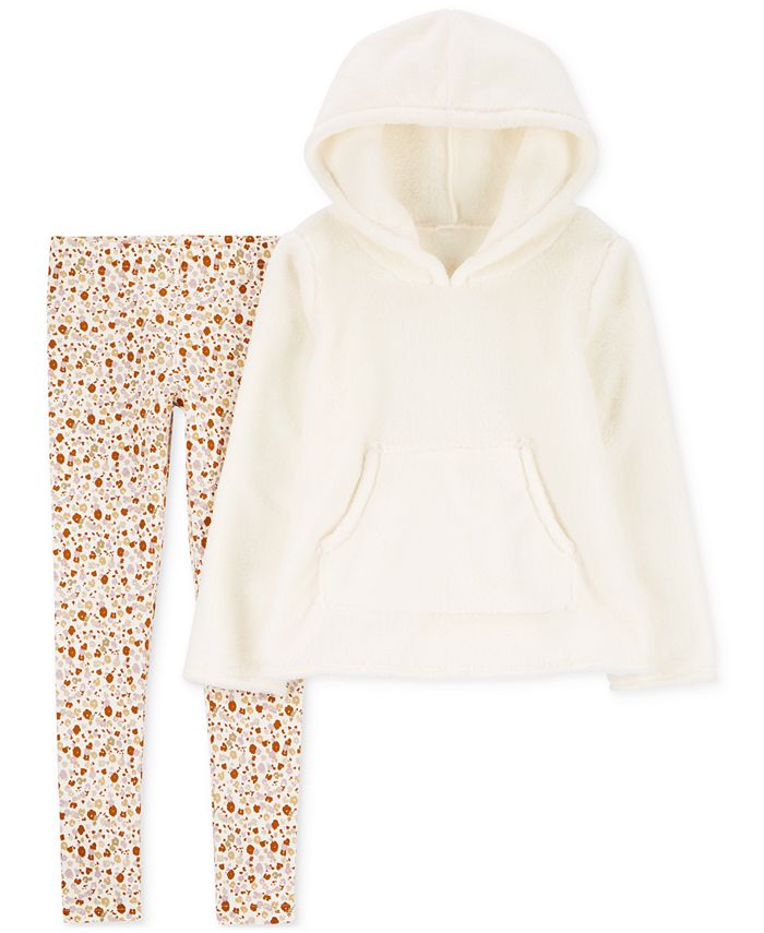 Carter's Big Girls Fuzzy Velboa Hoodie and Floral-Print Leggings, 2 Piece  Set - Macy's