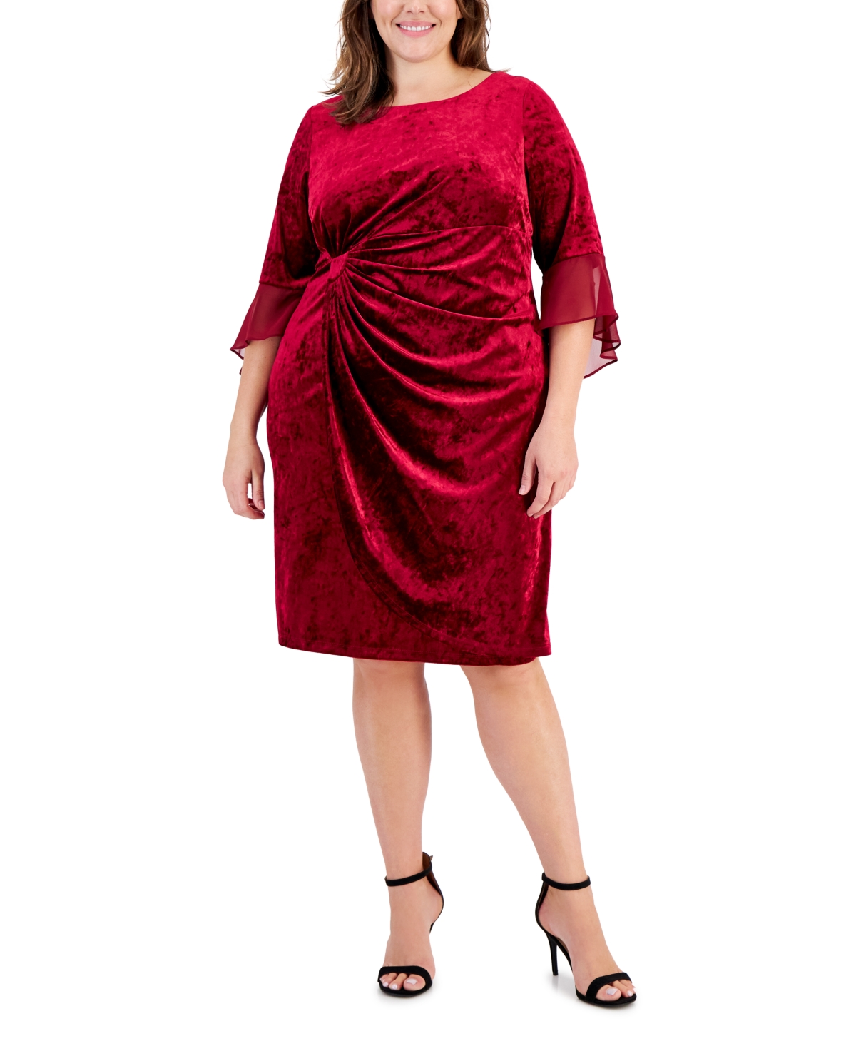 Connected Plus Size Side-tab Velvet Dress In Scr