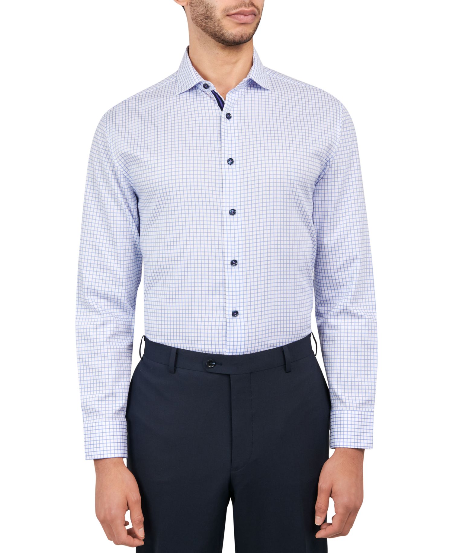 Men's Regular-Fit Mini-Check Dress Shirt
