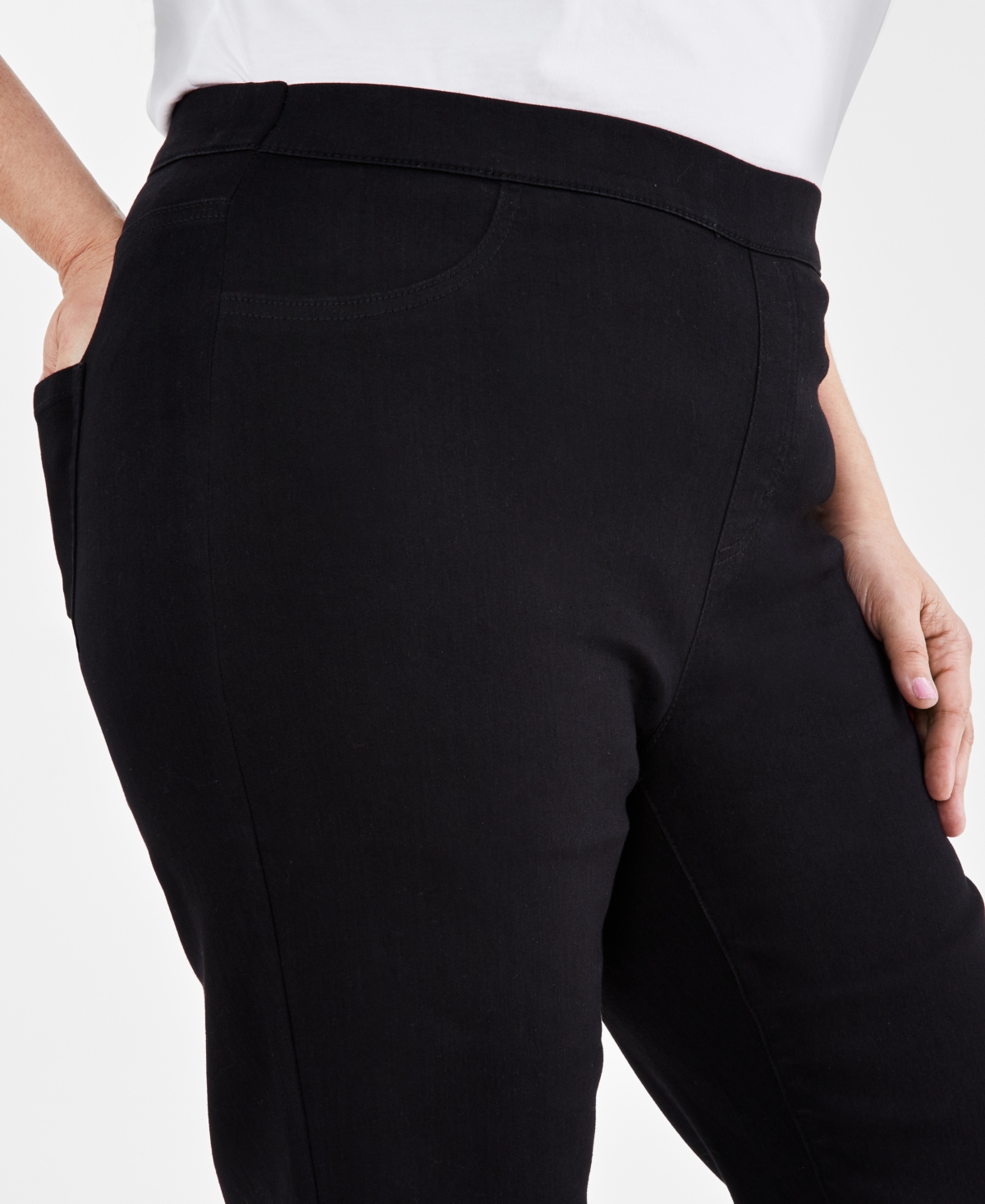 Style & Co Plus Size Mid Rise Straight-Leg Pull-On Jeans, Created for Macy's