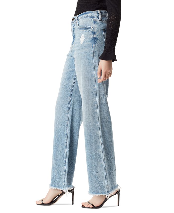 Sam Edelman Women's Codie High-Rise Wide-Leg Fringe-Hem Jeans - Macy's
