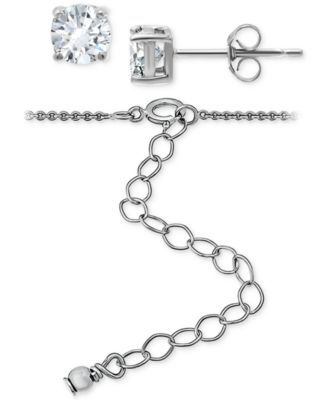 2-Pc. Set Cubic Zirconia Circle Pendant Necklace & Stud Earrings, Created for Macy's