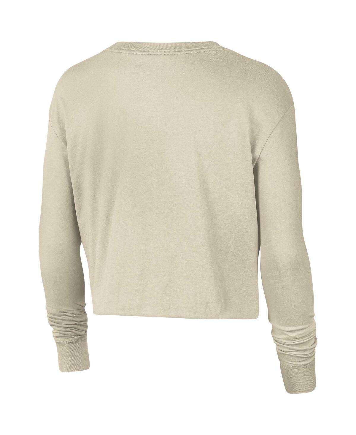 Women's NikeFlorida State Seminoles Varsity Letter Long Sleeve Crop Top - Cream