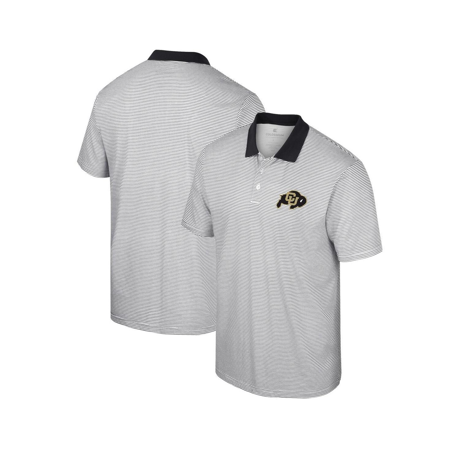 Men's White, Black UCF Knights Print Stripe Polo Shirt