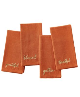 Harvest Sentiment Embroidered Napkins, Set of 4, 17" x 17"