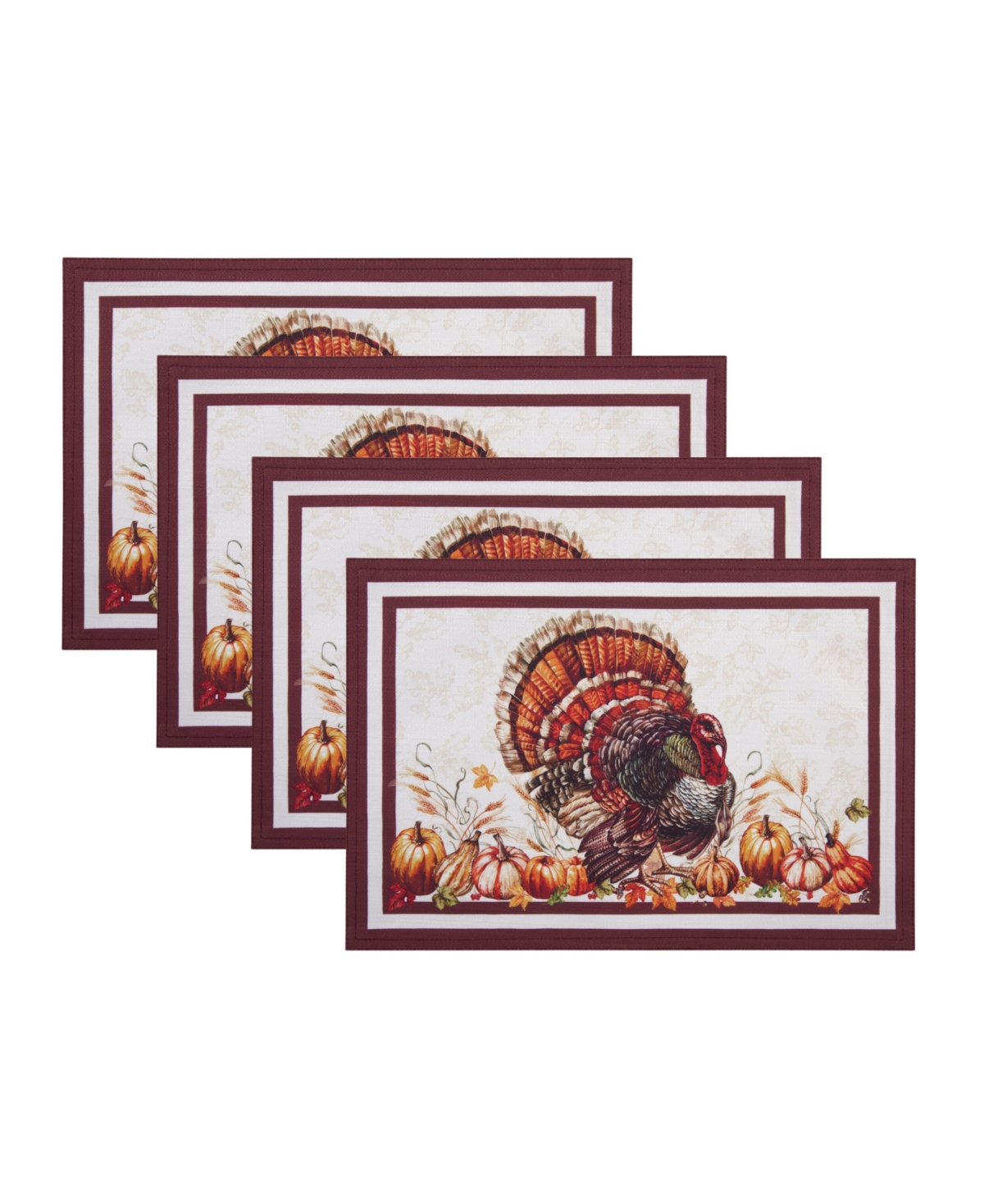 Elrene Autumn Heritage Turkey Engineered Placemats, Set Of 4, 13" X 19" In Multi