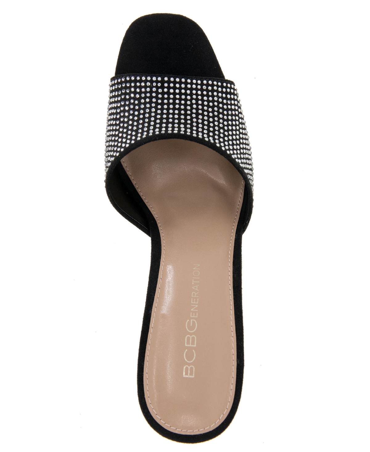 BCBGeneration Women's Giani Rhinestone Slip-On Wedge Sandal - Black- Clear