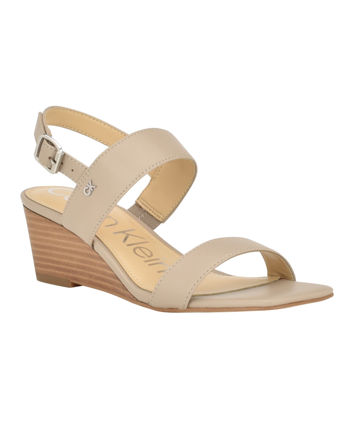 Shop Calvin Klein Women's Kayor Strappy Open Toe Wedge Sandals In Taupe