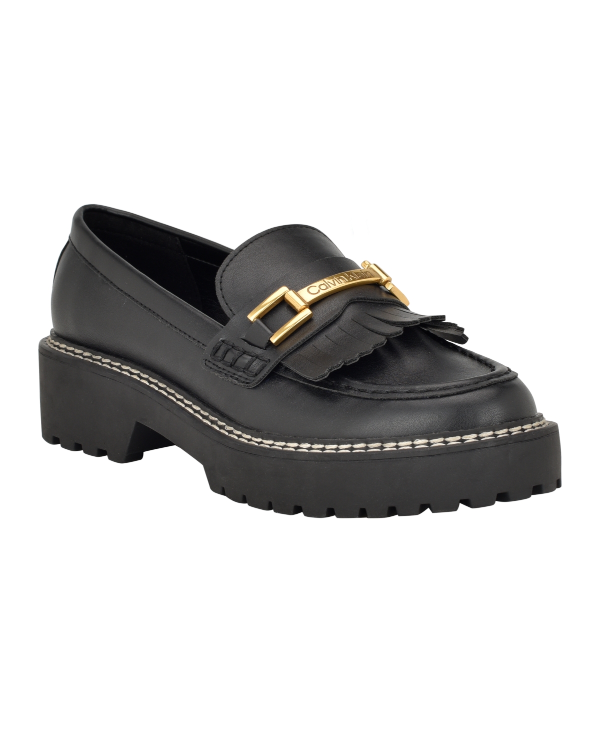Calvin Klein Women's Sophy Slip-On Lug-Sole Casual Loafers Black