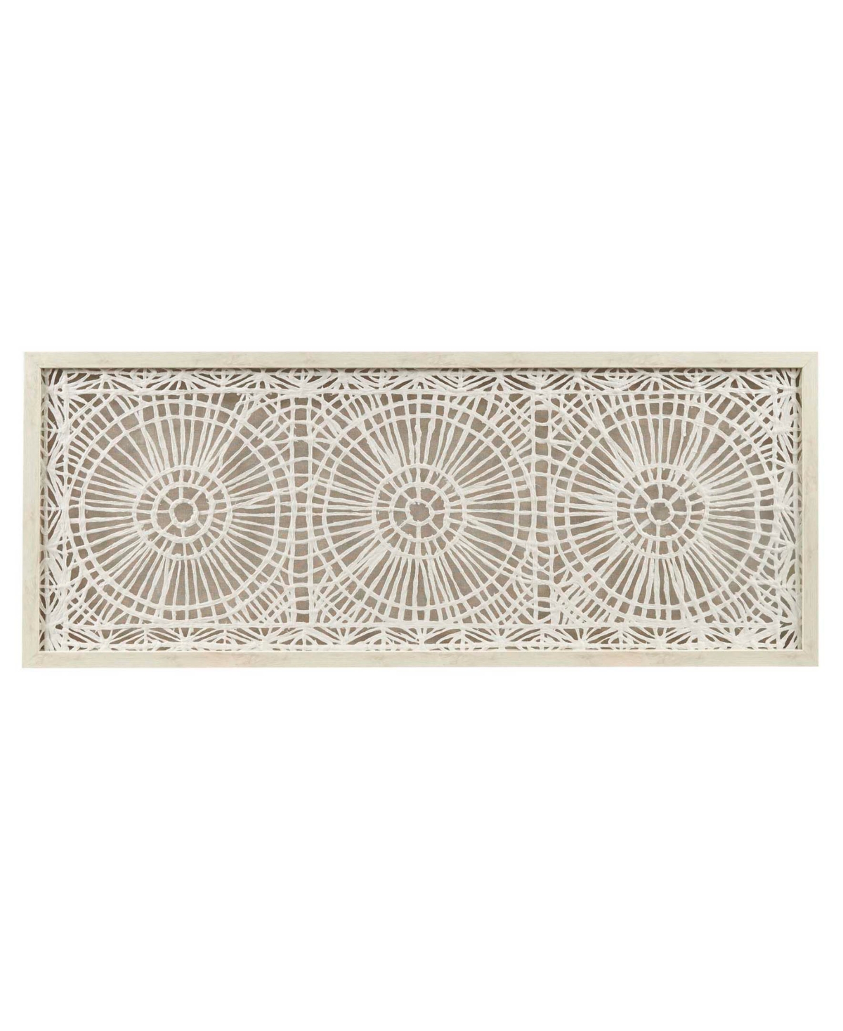 Ink+ivy Henna 40" X 16" X 1" Framed Medallion Rice Paper Shadow Box Wall Decor In Off-white
