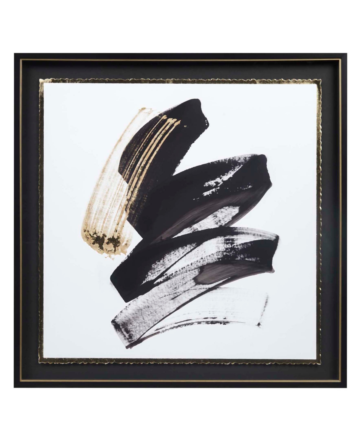 Madison Park Abstract Talon 25" X 25" X 1" Framed Glass And Single Matted Foiled Deckle Edge Wall Art In Black
