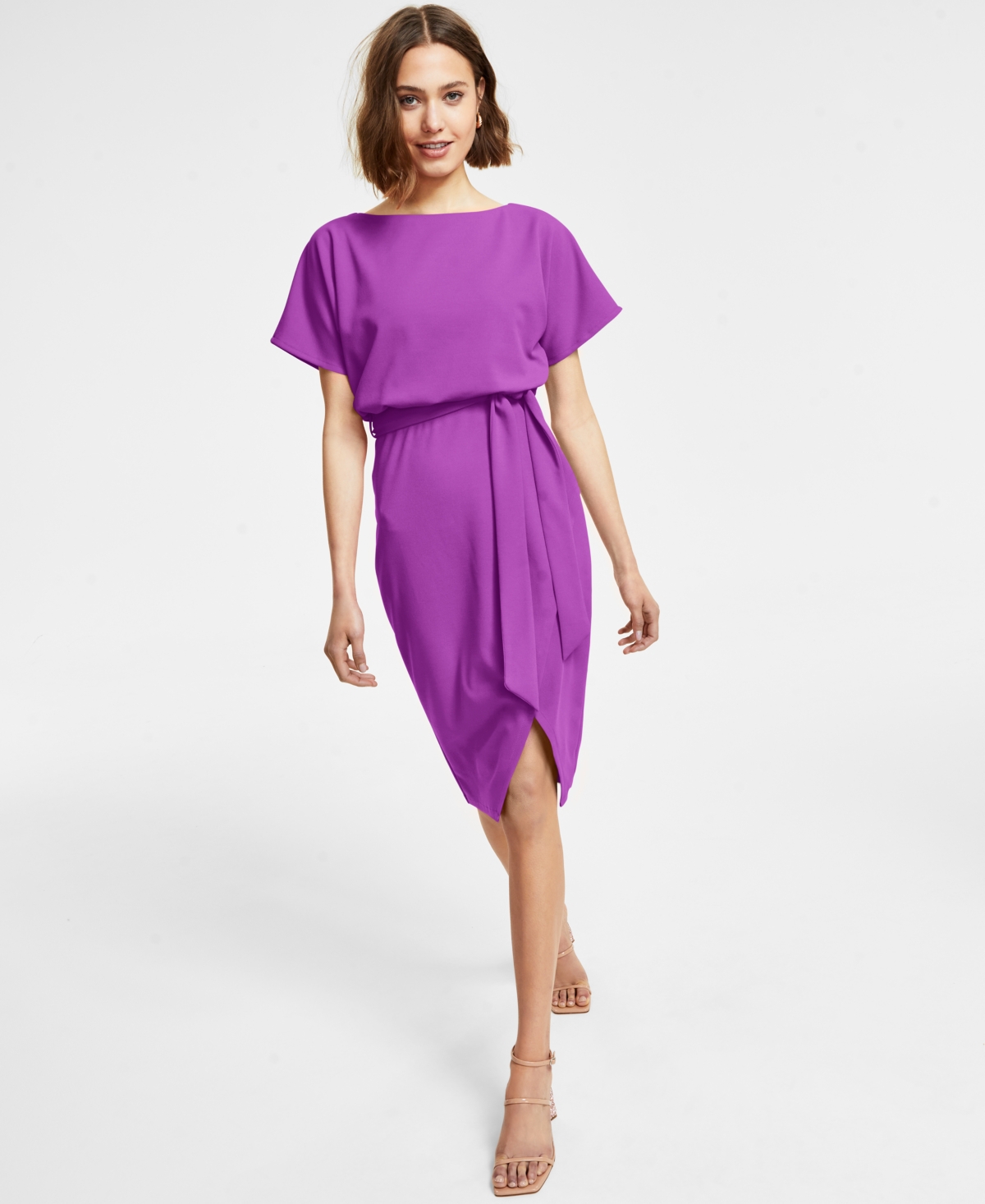 Shop Kensie Blouson Wrap Dress In Ultra Violet