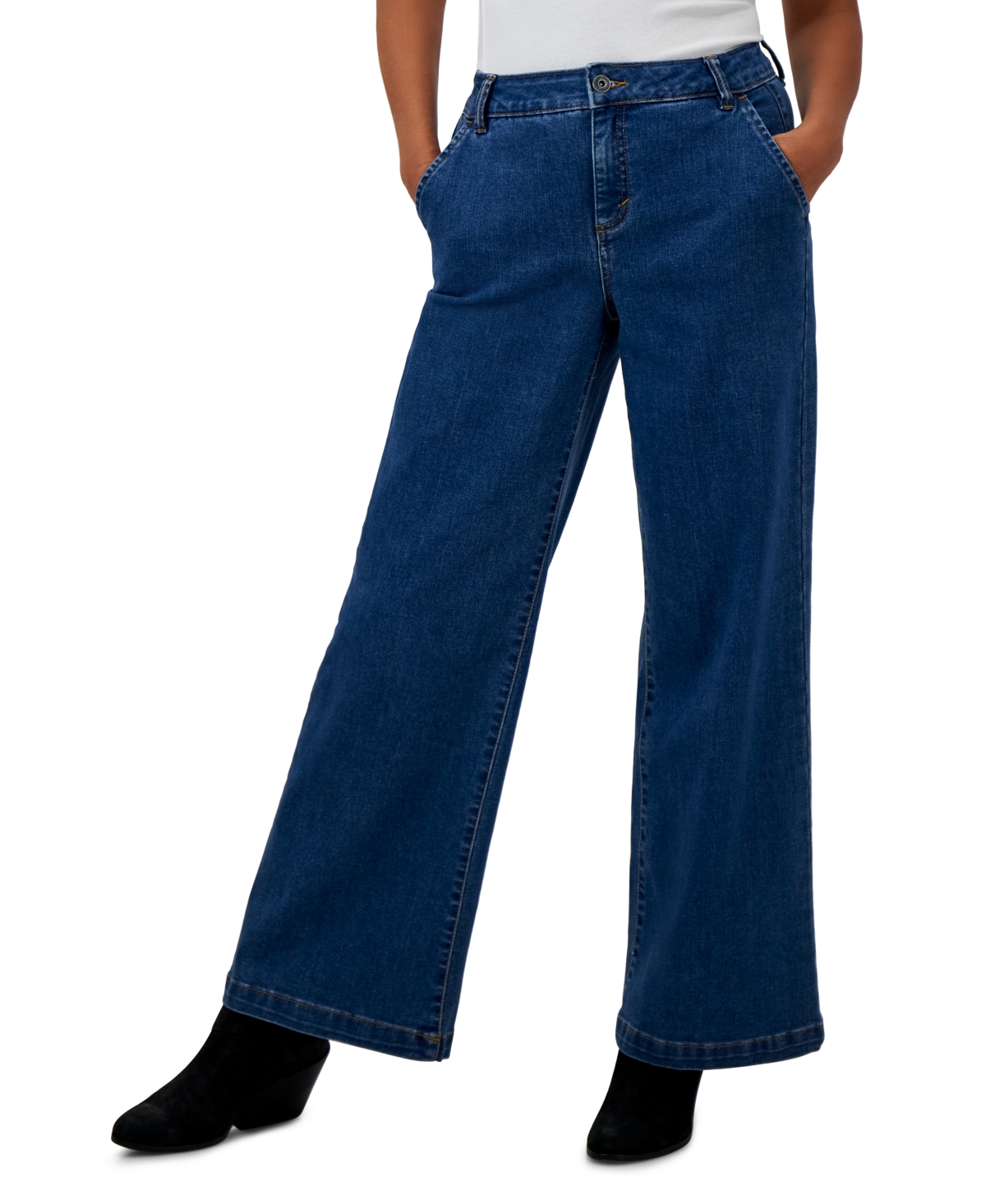 Women's High-Rise Wide-Leg Jeans, Created for Macy's - Apricot Wash