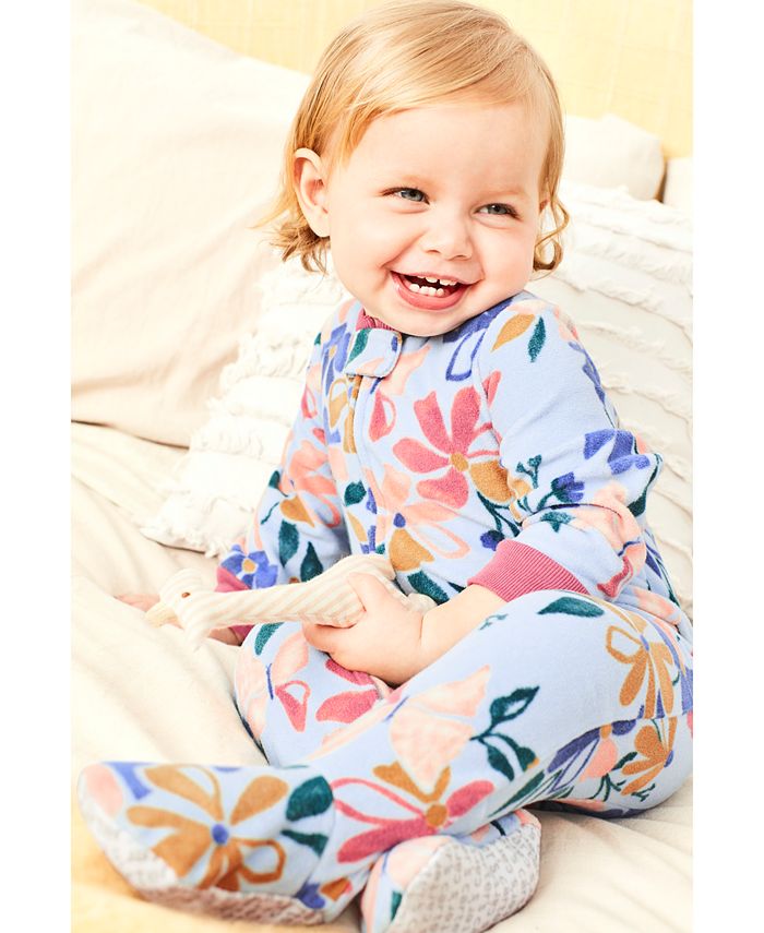 Carter's Baby Girls Floral Fleece Footed Pajamas - Macy's