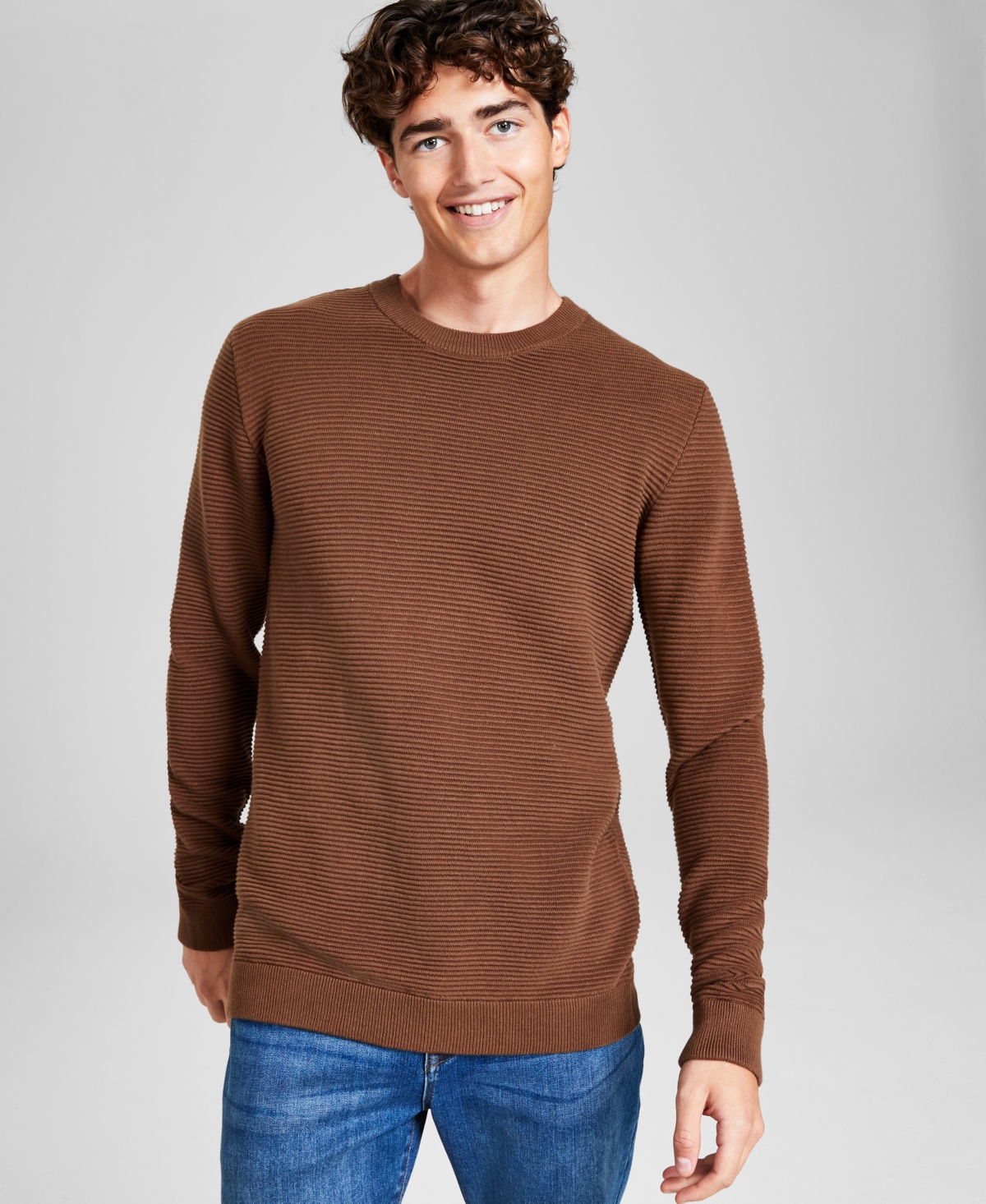 And Now This Men's Ottoman Texture Long-sleeve T-shirt In Brown
