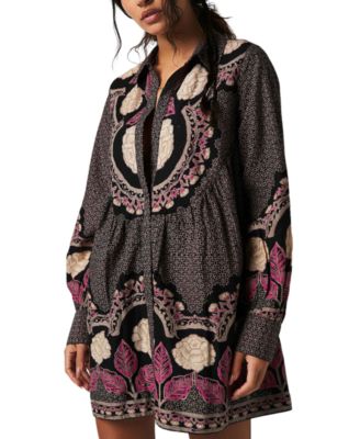 Free People Women's Smell The Roses Printed Babydoll Mini Dress - Macy's