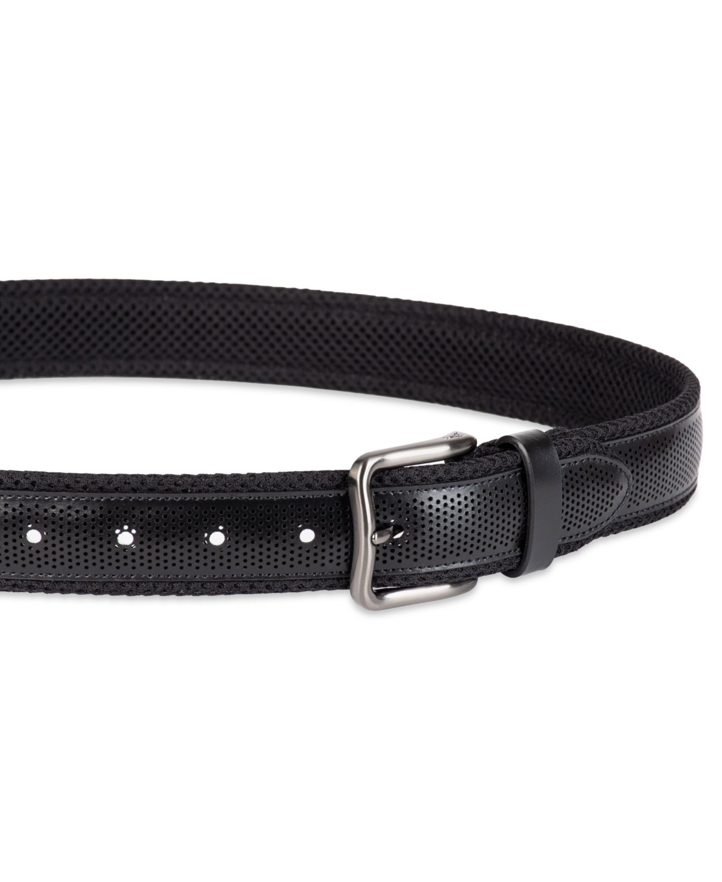 Мужской ремень Tommy Bahama Neoprene with Perforated Leather Overlay Casual Belt, цвет: Чёрный — фото 3