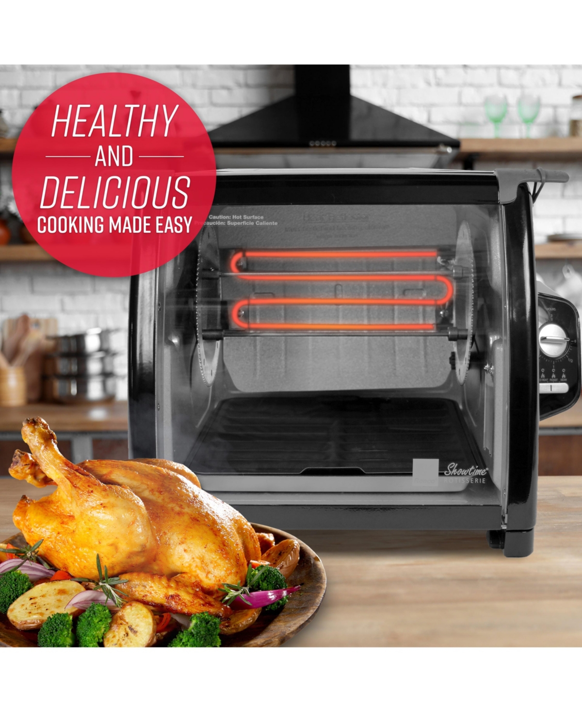 Ronco Modern Rotisserie Oven, Large Capacity (15lbs) Countertop Oven, Multi-Purpose Basket for Versatile Cooking, Easy-to-Use Controls