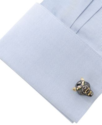 Men's Sterling Silver Black and Gold-tone Panther Cufflinks