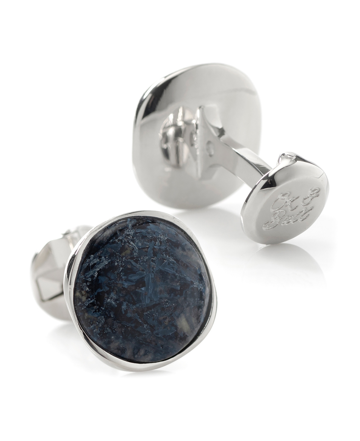 Ox & Bull Trading Co. Men's Sterling Silver Classic Formal Pietersite Cufflinks In Navy