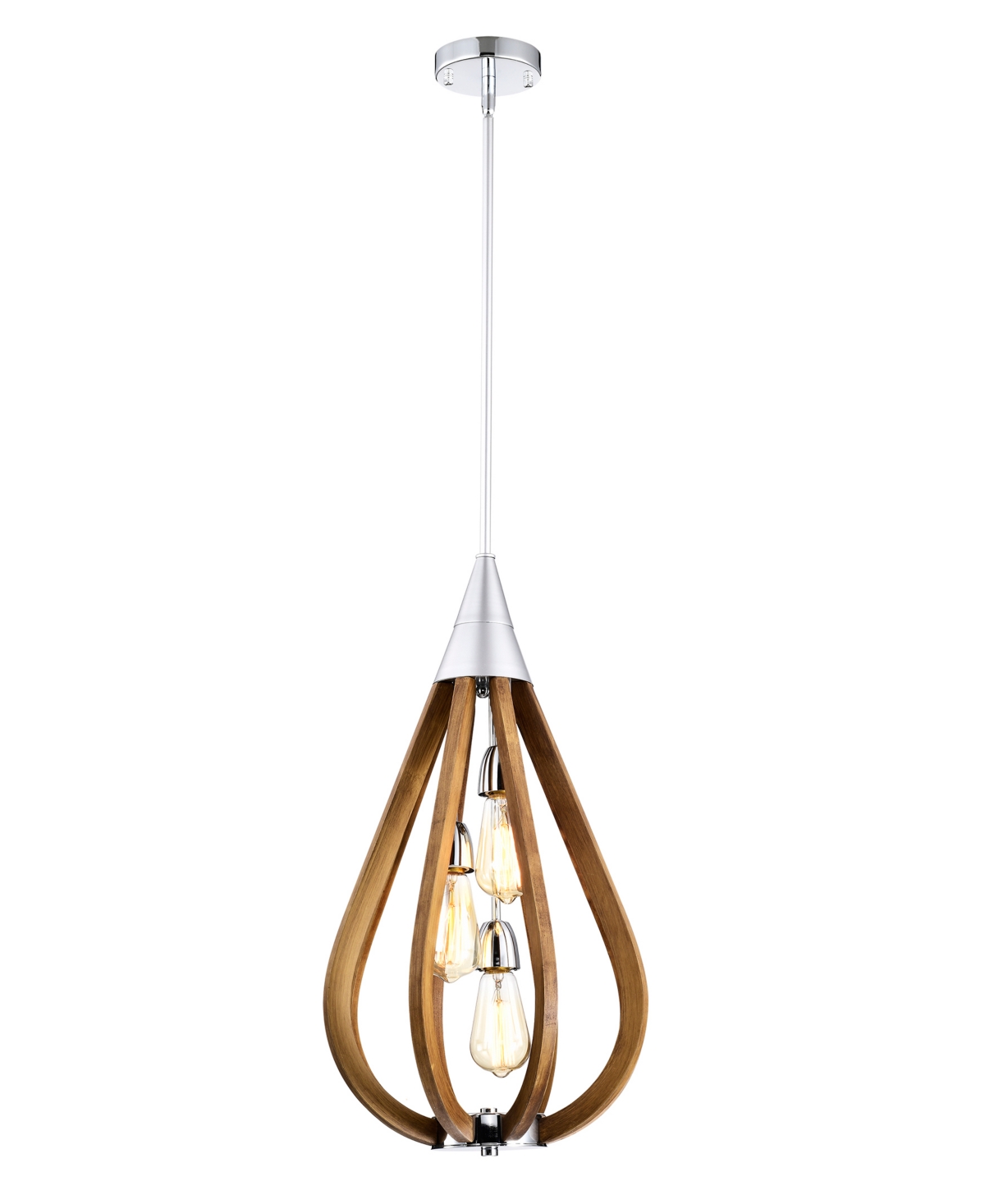 Home Accessories Flann 14" 3-light Indoor Pendant With Light Kit In Silver And Faux Wood Grain