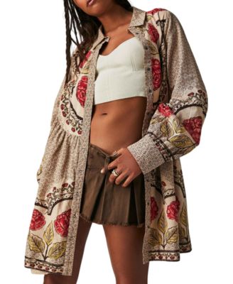 Women's Smell The Roses Printed Babydoll Mini Dress