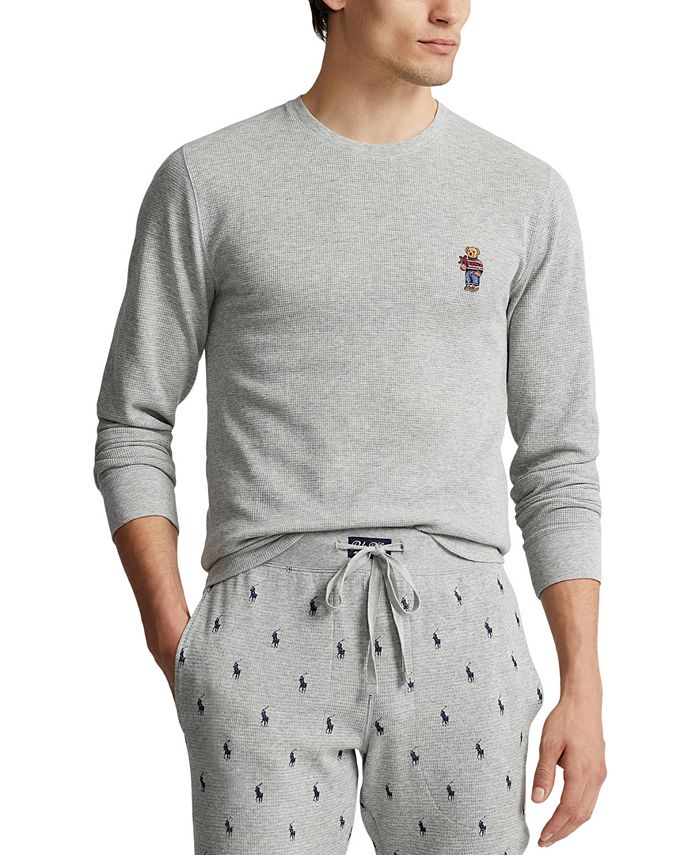 Polo Ralph Lauren Men's Bear Waffle-Knit Thermal Sleep Shirt - Macy's