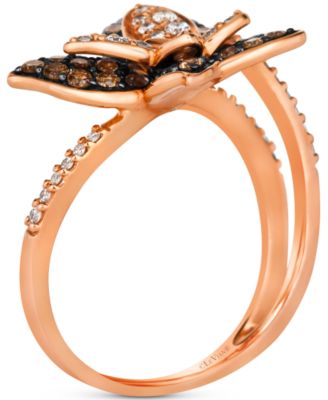 Chocolate Diamond & Nude Diamond Double Butterfly Statement Ring (7/8 ct. t.w.) in 14k Rose Gold