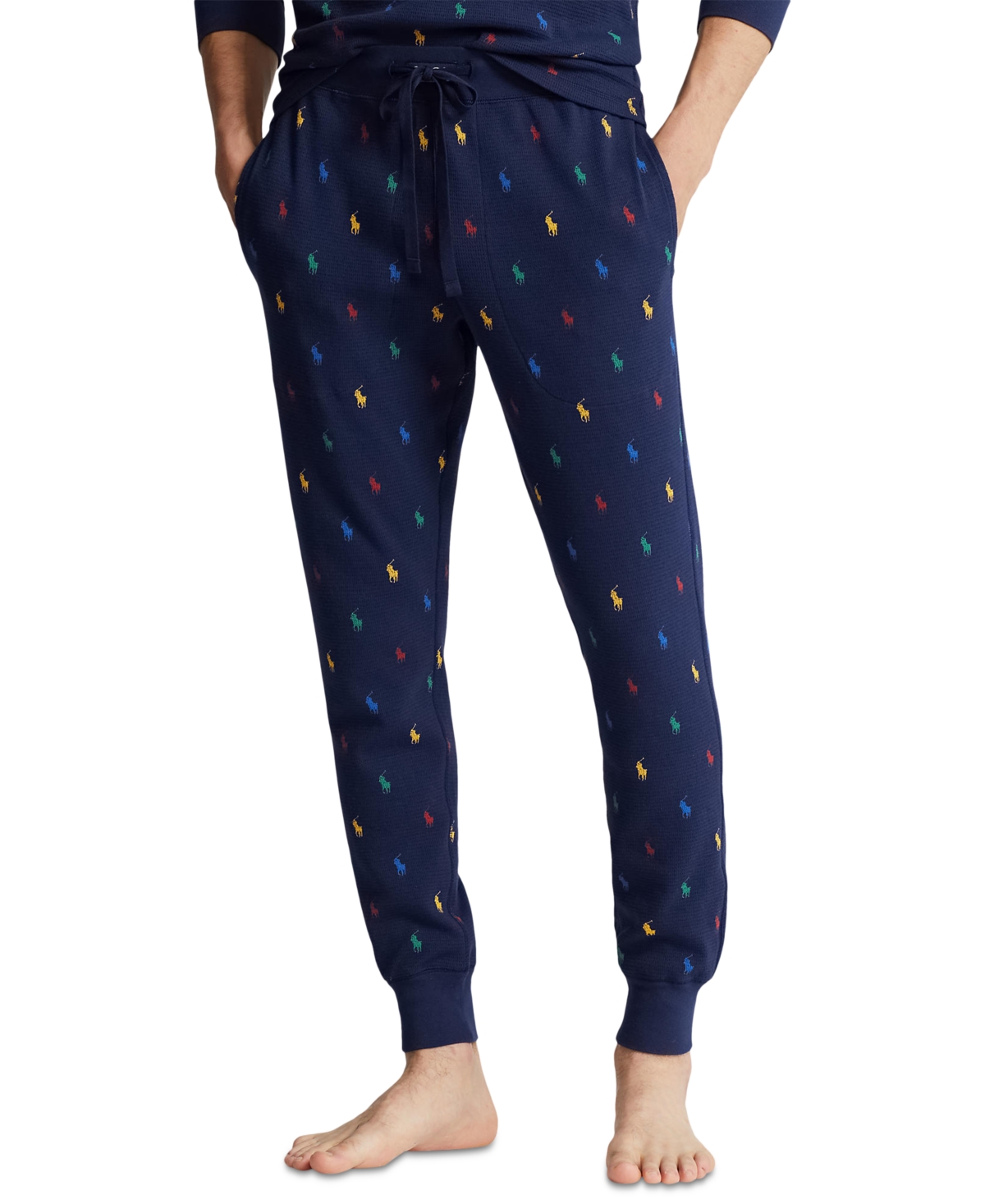 Polo Ralph Lauren Men's Cotton Waffle-knit Jogger Pajama Pants In Cruise Navy  Primary Aopp
