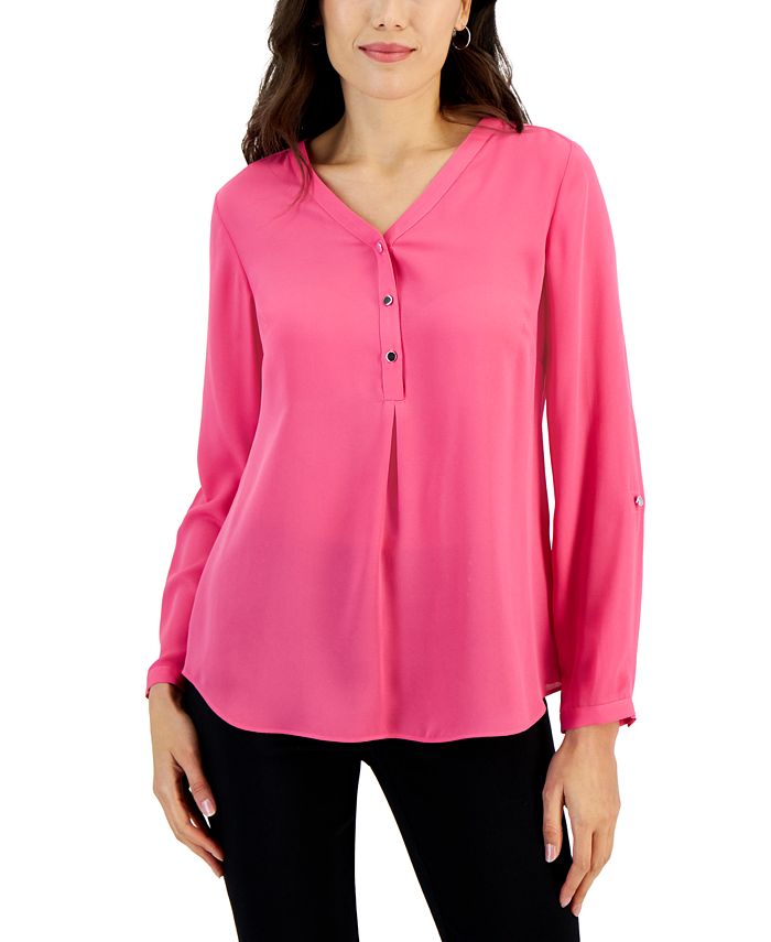 JM Collection Women's Long Sleeve Utility Top, Created for Macy's - Macy's