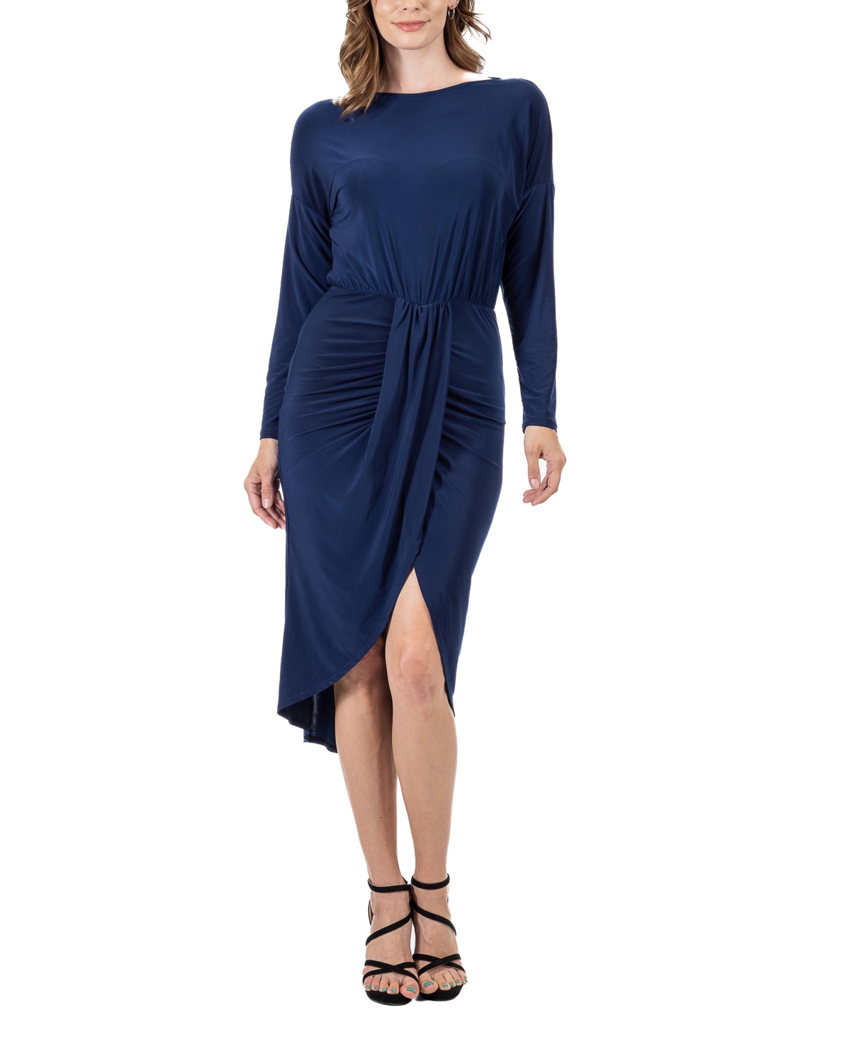 Women's Long Sleeve Knee Length Dress - Burgundy