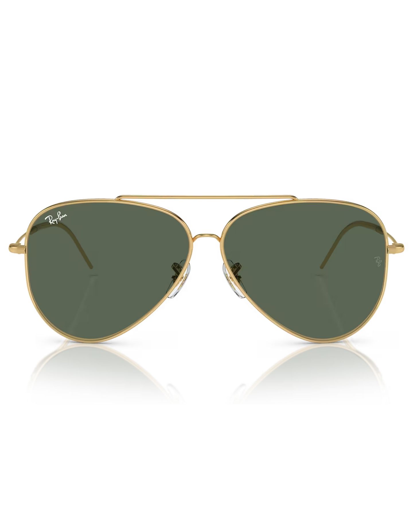 Солнцезащитные очки Ray-Ban Unisex Sunglasses, Aviator Reverse RBR0101, цвет: Золотой / Зелёный — фото 2