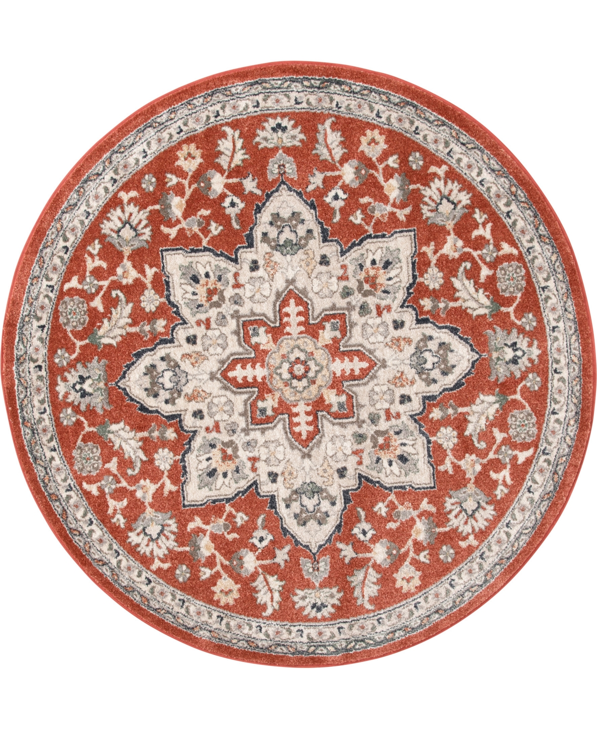Km Home Poise Pse-7230 5'3" X 5'3" Round Area Rug In Paprika