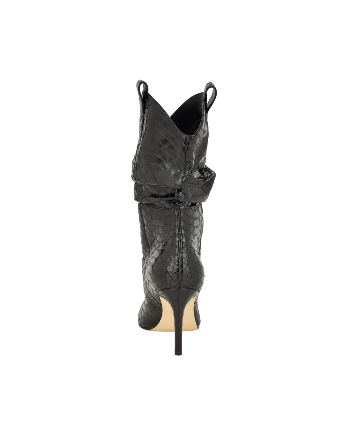 Guess Women's Benisa Pointy Toe Western Heeled Scrunch Booties - Black Croco- Leather