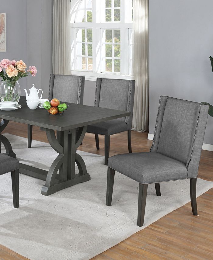 Best Master Furniture Mia 39" Linen with Nailhead Trim Upholstered Wood