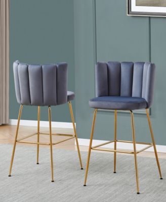 Elegante 41" Velvet Bar Stools, Set of 2