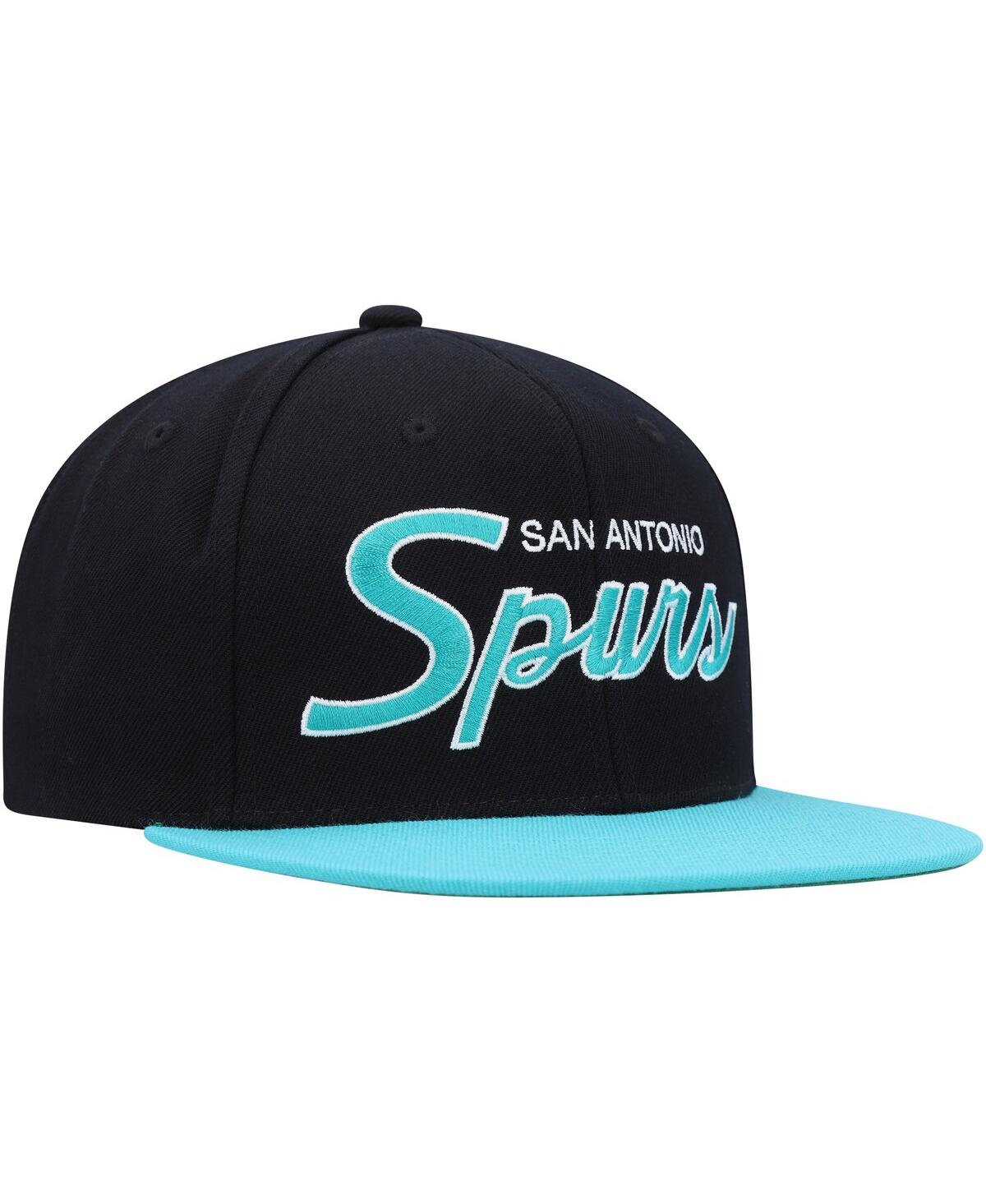 Mitchell & Ness Men's  Black San Antonio Spurs Hardwood Classics Mvp Team Script 2.0 Snapback Hat In Black