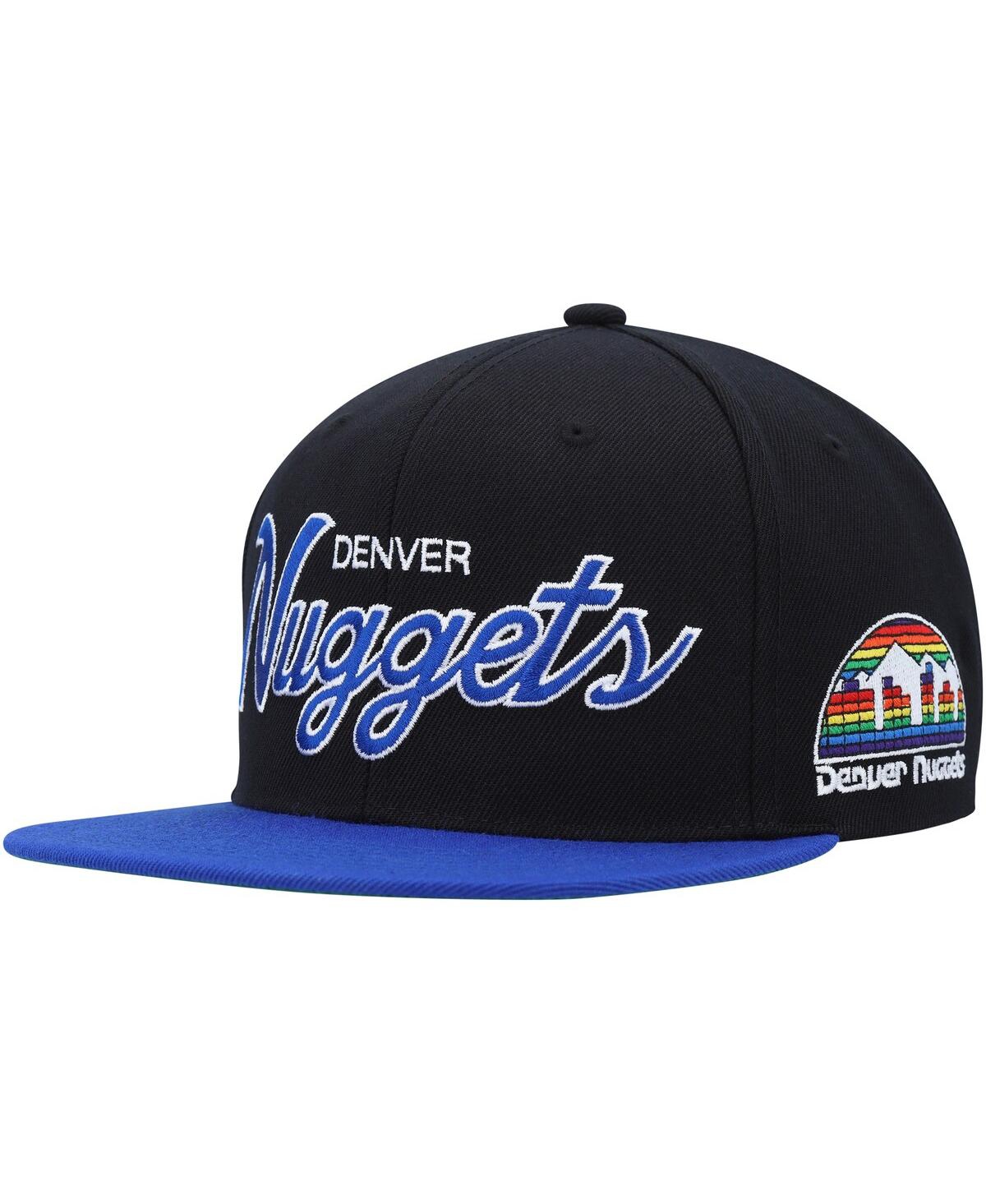 Mitchell & Ness Men's  Black Denver Nuggets Hardwood Classics Mvp Team Script 2.0 Snapback Hat In Black