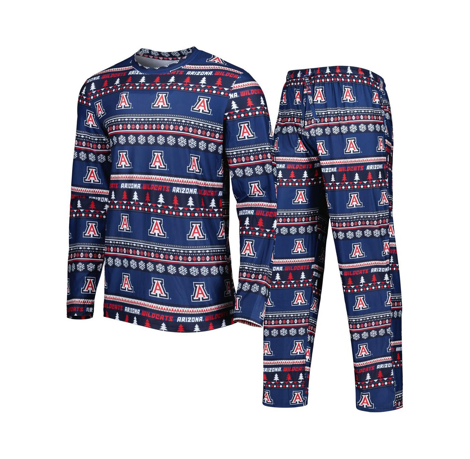 Men's Navy Arizona Wildcats Swivel Long Sleeve T-shirt and Pants Sleep Set