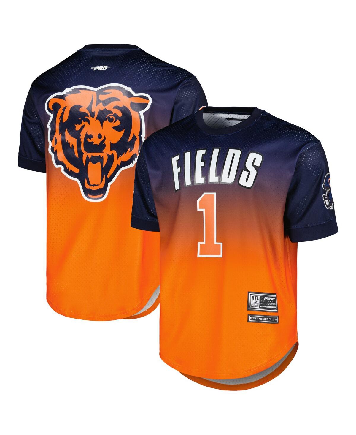 Pro Standard Men's  Justin Fields Navy Chicago Bears Player Name And Number Ombre Mesh T-shirt