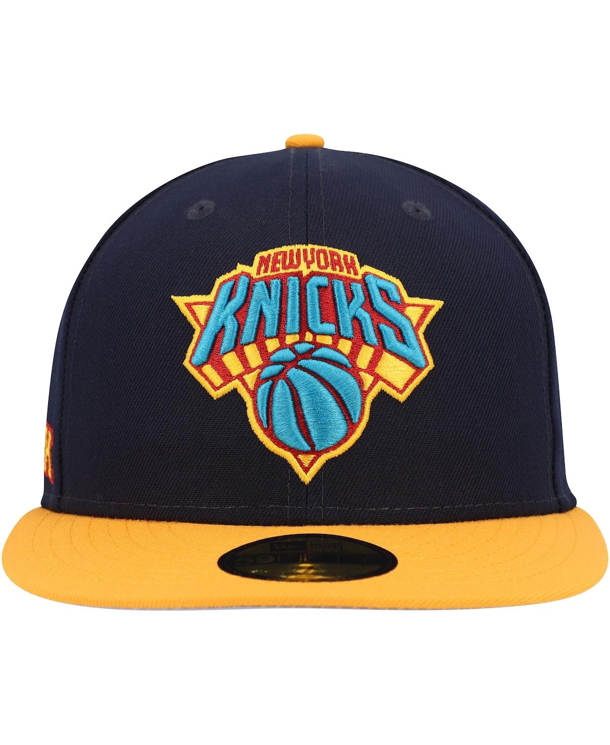 Shop New Era Men's  Navy, Gold New York Knicks Midnight 59fifty Fitted Hat In Navy,gold