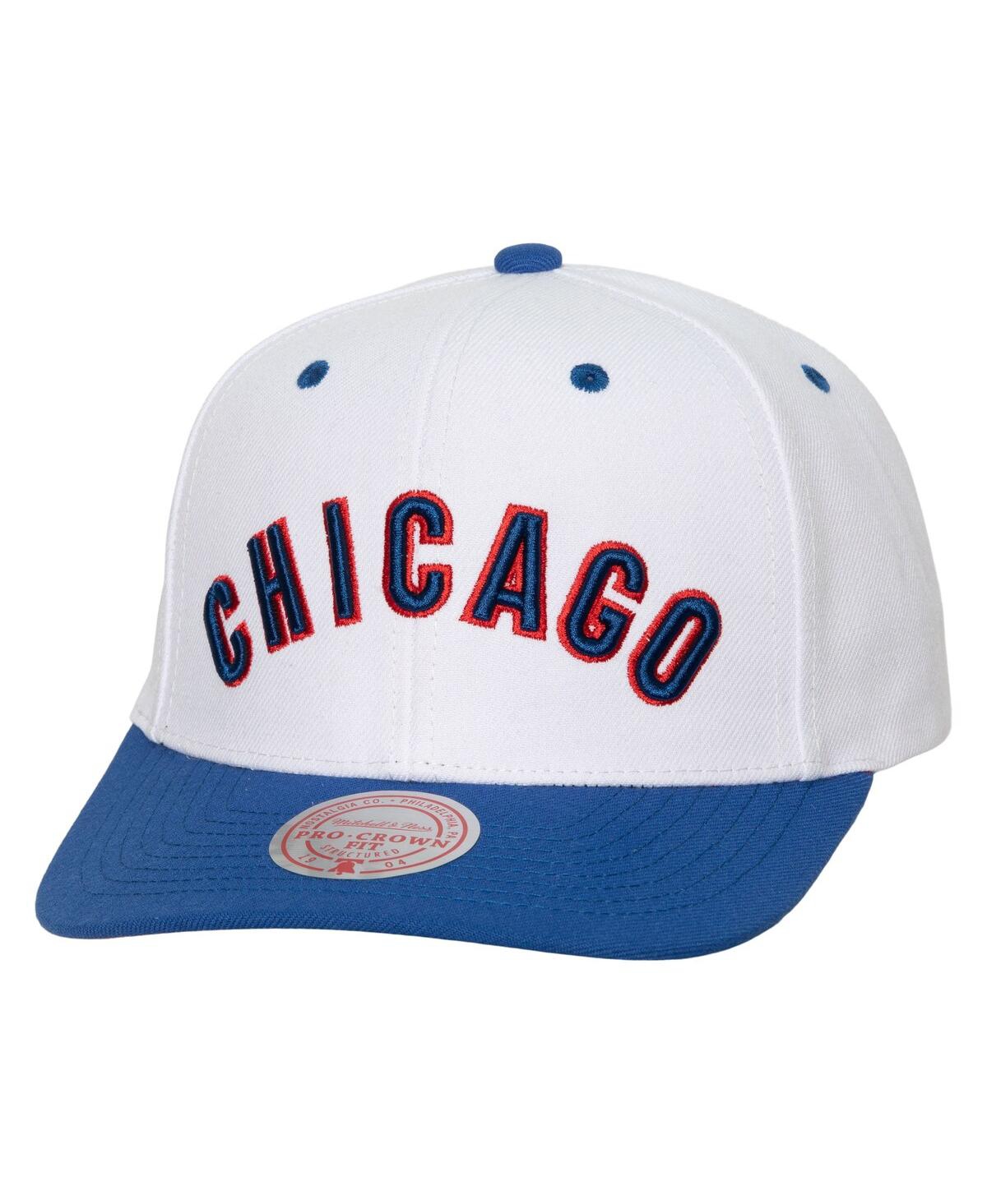 Mitchell & Ness Men's  White Chicago Cubs Cooperstown Collection Pro Crown Snapback Hat