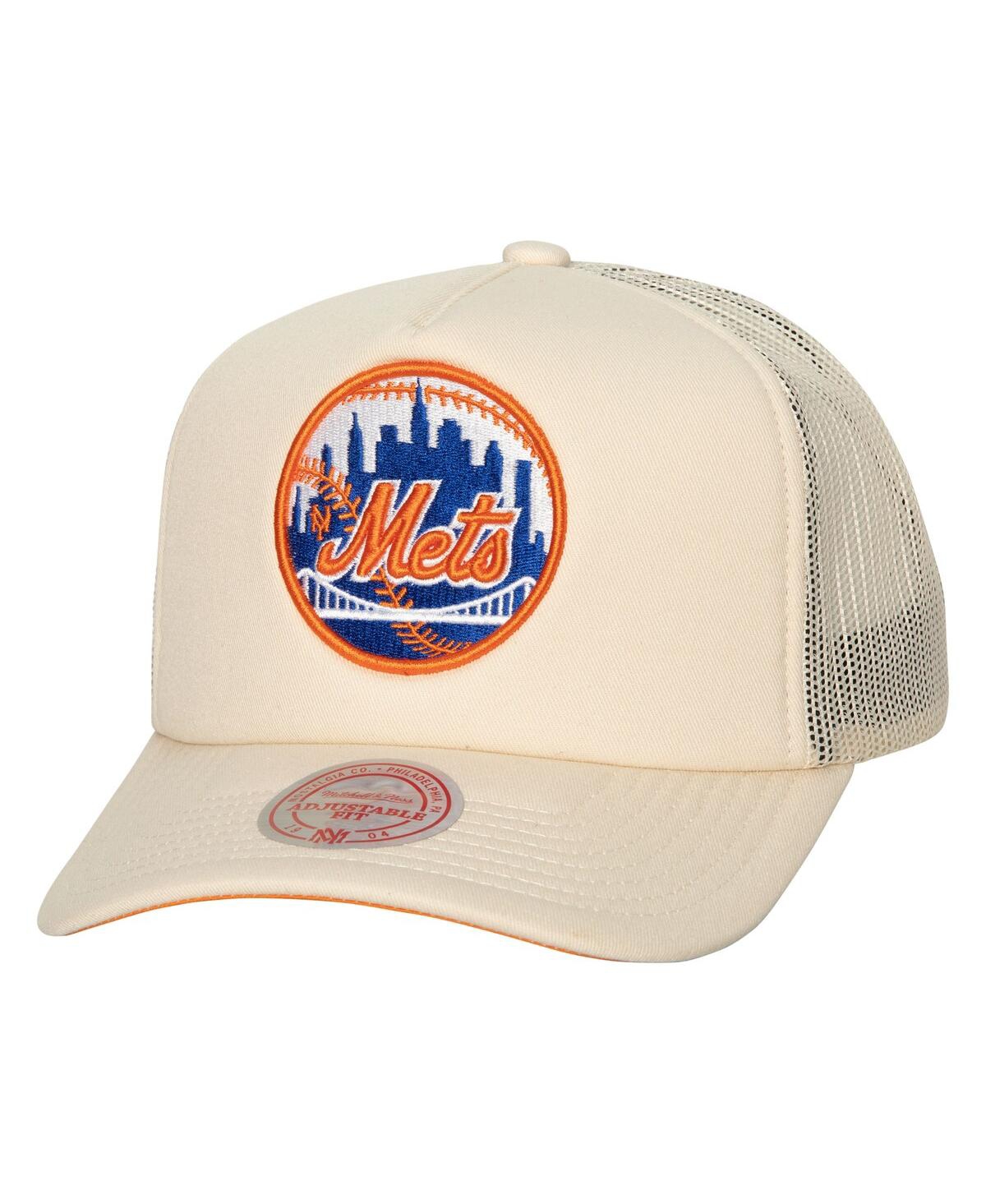 Men's Mitchell & Ness Cream New York Mets Cooperstown Collection Evergreen Adjustable Trucker Hat - Cream