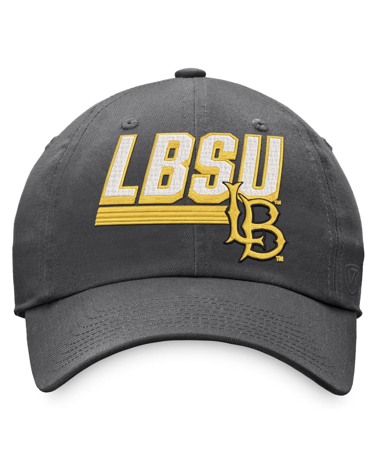 Top Of The World Black Long Beach State 49ers Slice Adjustable Hat In Charcoal
