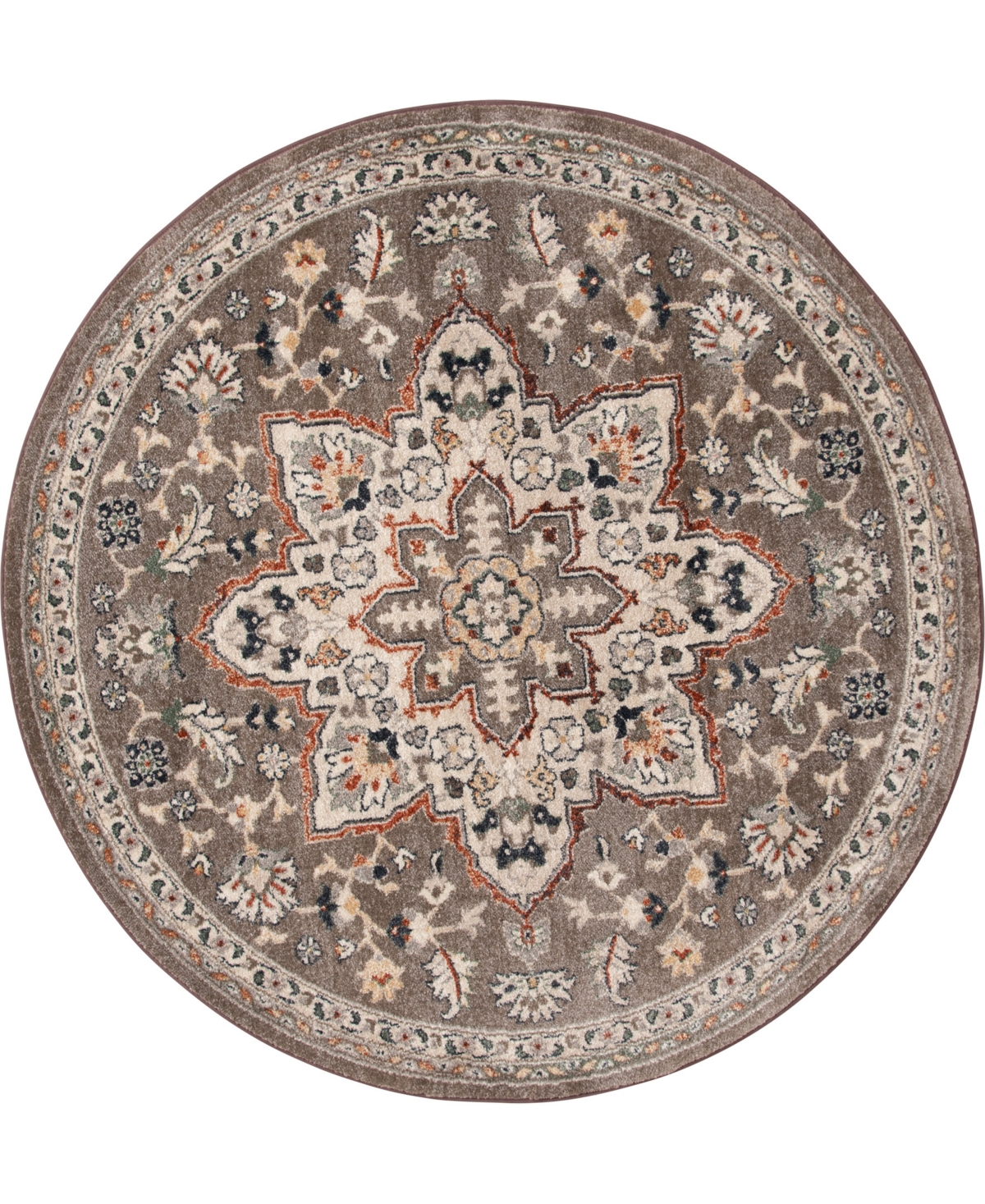 Km Home Closeout!  Poise Pse-7230 5'3" X 5'3" Round Area Rug In Coffee
