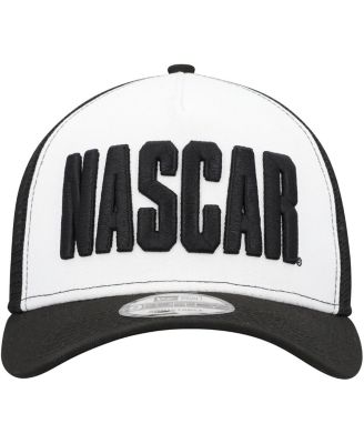 Men's Black, White NASCAR 9FORTY A-Frame Trucker Snapback Hat