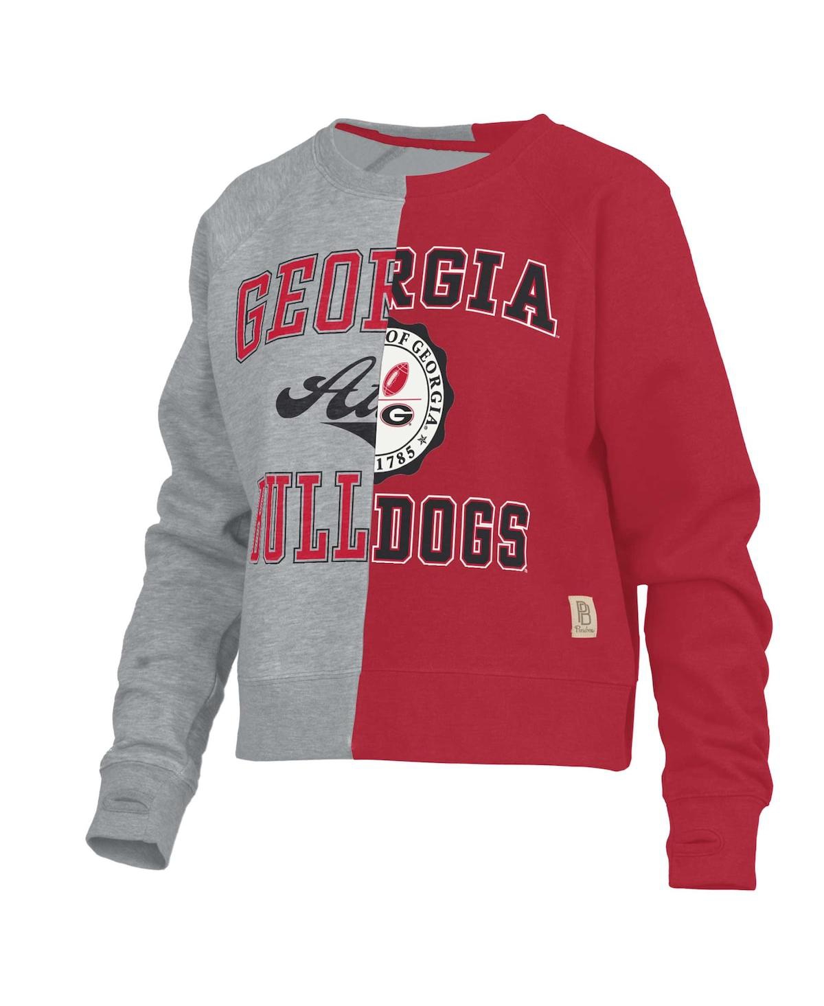 Shop Pressbox Women's  Heather Gray Georgia Bulldogs Half And Half Raglan Pullover Sweatshirt