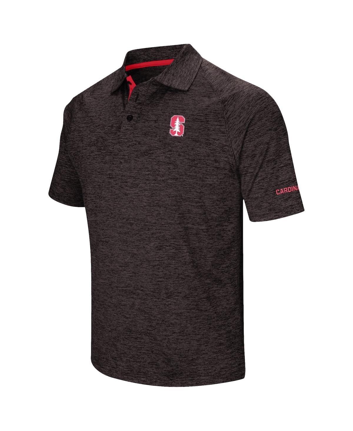 Men's Colosseum Black Stanford Cardinal Down Swing Polo Shirt